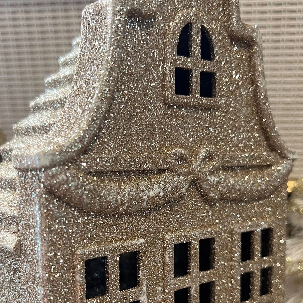 ✨NEW⚜️Target Wondershop Gold Glitter Christmas Village Building🎄